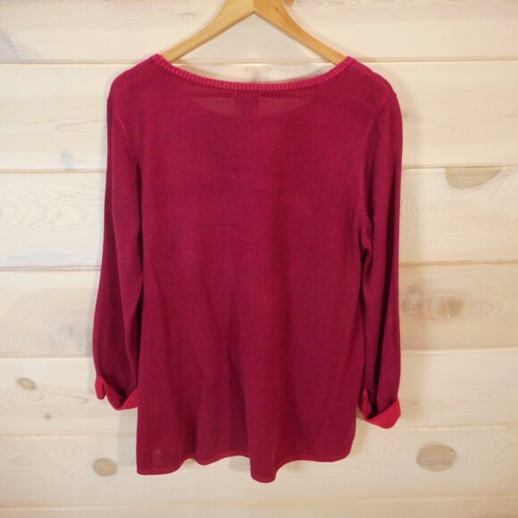 Chico's size 3 Women's XL Sweater Berry Red Wide Neck Cuff Sleeve Holiday - Picture 3 of 10